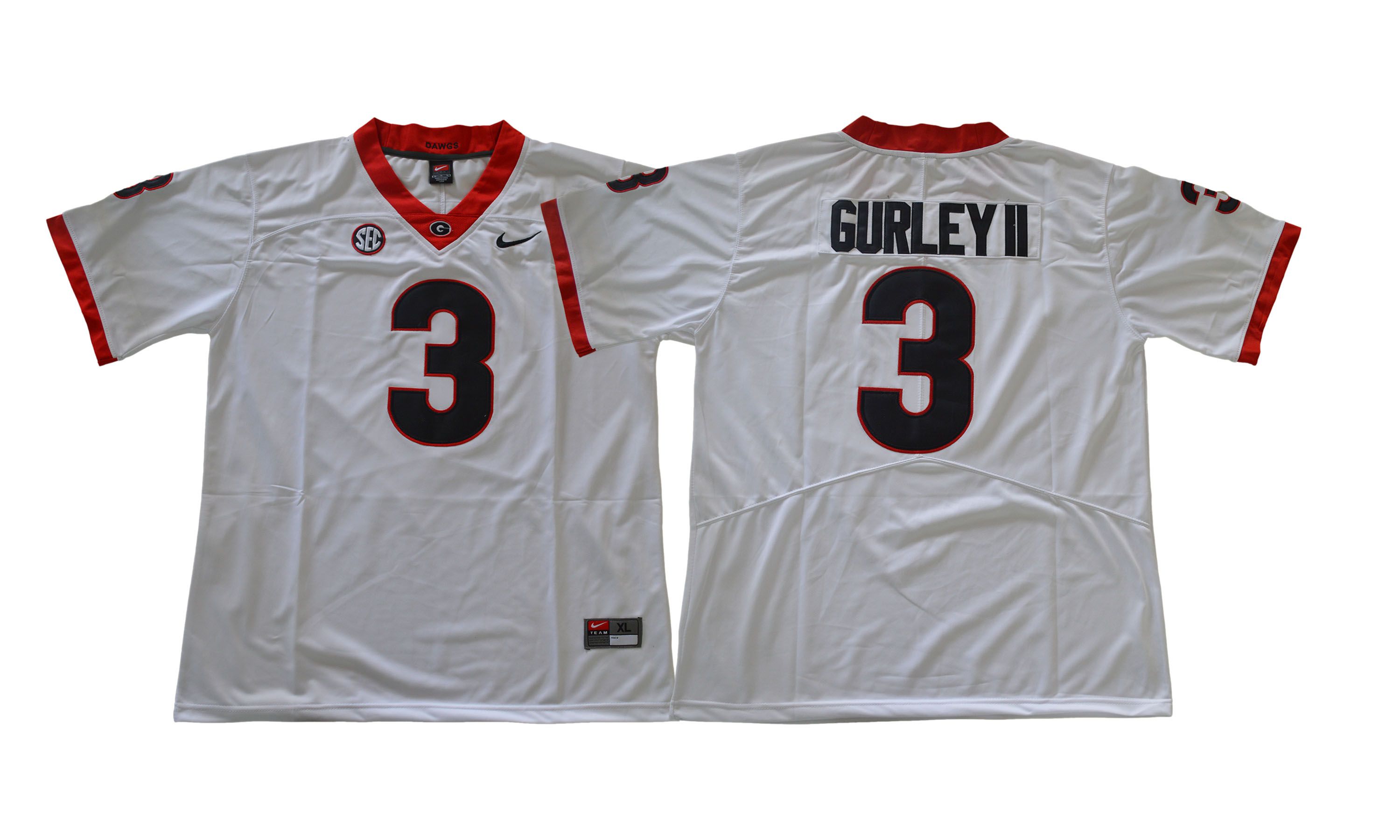 Men NCAA 2017 Georgia Bulldogs #3 Gurleyii white jersey->->NCAA Jersey
